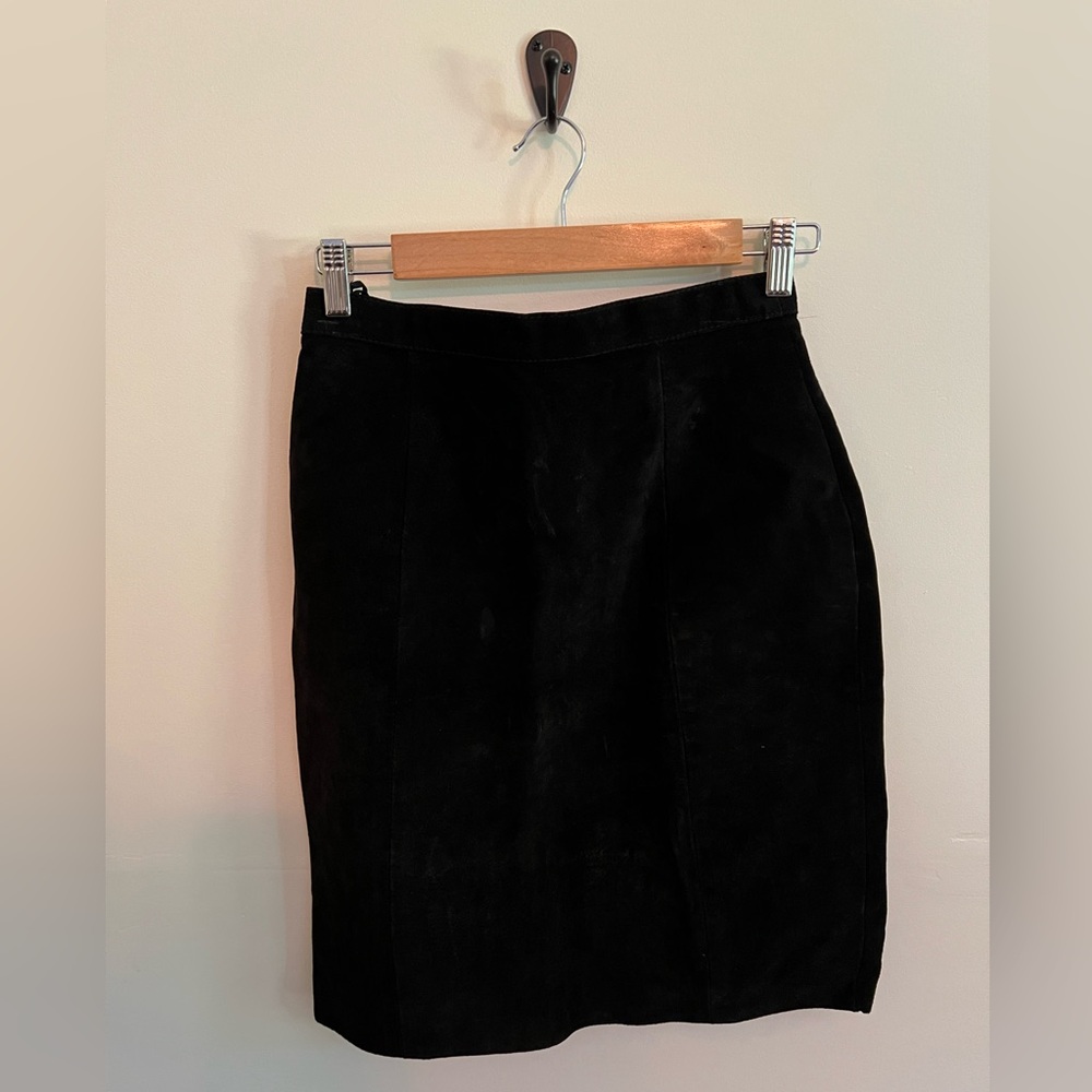 Vintage Contrasts Black Suede Pencil Skirt Womens Juniors 9 Classic Office